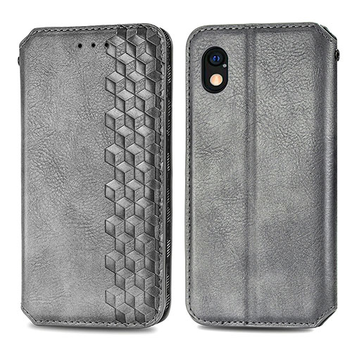 Leather Case Stands Flip Cover Holder S01D for Sony Xperia Ace III SOG08 Gray