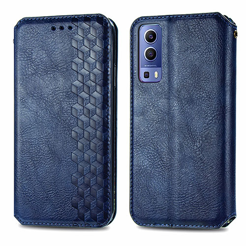 Leather Case Stands Flip Cover Holder S01D for Vivo iQOO Z3 5G Blue