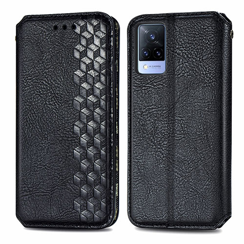 Leather Case Stands Flip Cover Holder S01D for Vivo V21 5G Black