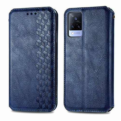 Leather Case Stands Flip Cover Holder S01D for Vivo V21 5G Blue