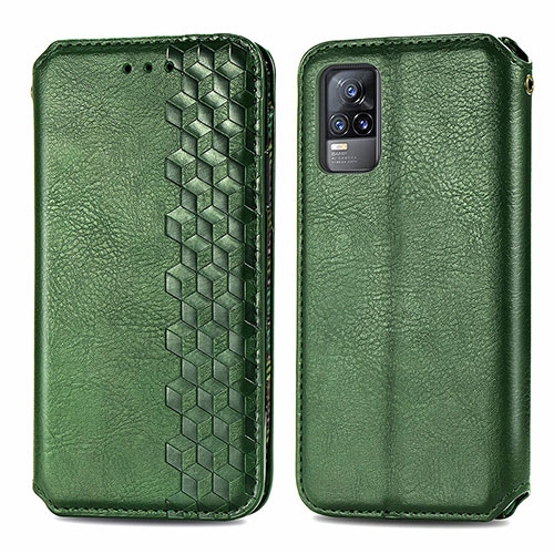 Leather Case Stands Flip Cover Holder S01D for Vivo V21e 4G Green