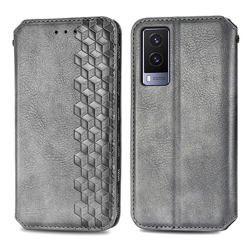 Leather Case Stands Flip Cover Holder S01D for Vivo V21e 5G Gray