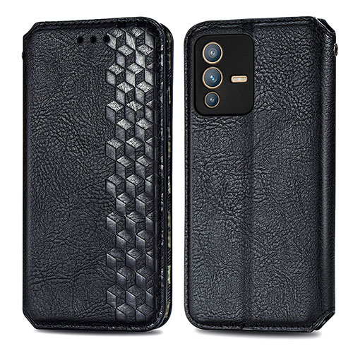 Leather Case Stands Flip Cover Holder S01D for Vivo V23 Pro 5G Black