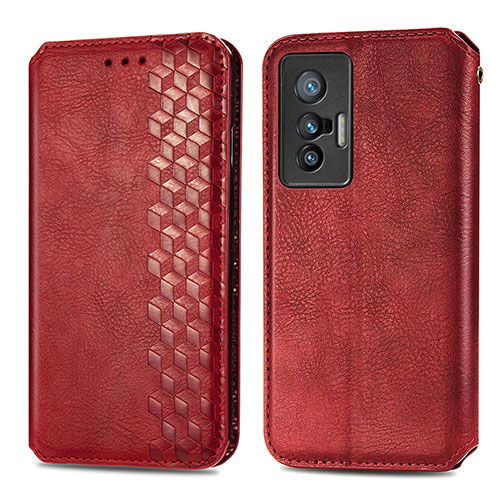 Leather Case Stands Flip Cover Holder S01D for Vivo X70 5G Red