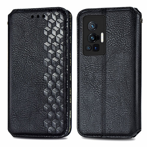 Leather Case Stands Flip Cover Holder S01D for Vivo X70 Pro 5G Black