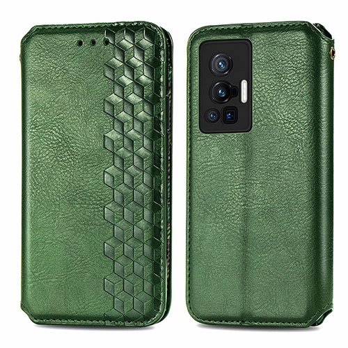 Leather Case Stands Flip Cover Holder S01D for Vivo X70 Pro 5G Green