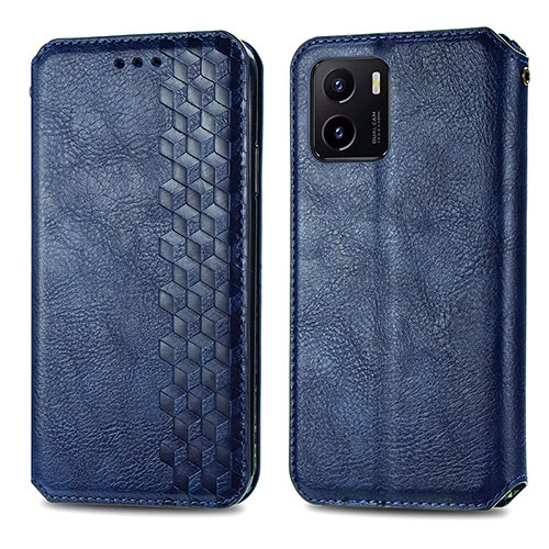 Leather Case Stands Flip Cover Holder S01D for Vivo Y15C Blue