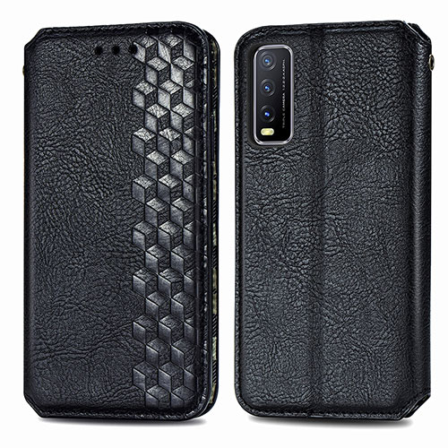 Leather Case Stands Flip Cover Holder S01D for Vivo Y20a Black