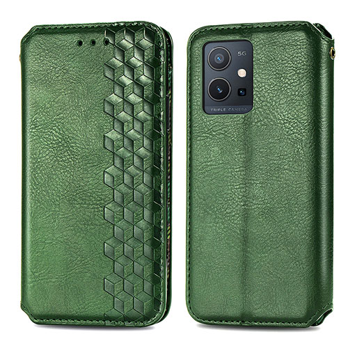 Leather Case Stands Flip Cover Holder S01D for Vivo Y30 5G Green
