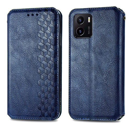 Leather Case Stands Flip Cover Holder S01D for Vivo Y32t Blue