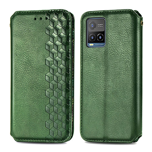 Leather Case Stands Flip Cover Holder S01D for Vivo Y33T Green