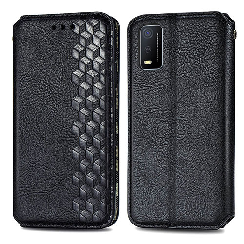 Leather Case Stands Flip Cover Holder S01D for Vivo Y3s (2021) Black