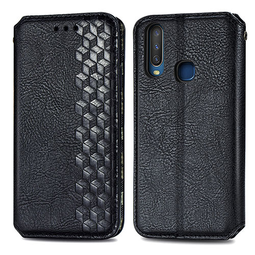 Leather Case Stands Flip Cover Holder S01D for Vivo Y3s Black