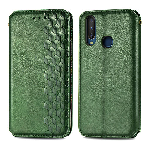 Leather Case Stands Flip Cover Holder S01D for Vivo Y3s Green