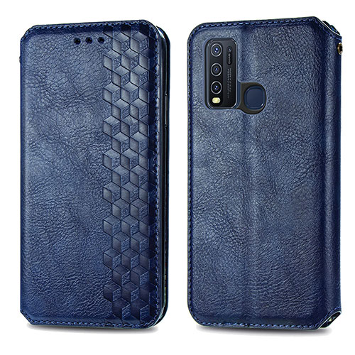 Leather Case Stands Flip Cover Holder S01D for Vivo Y50 Blue