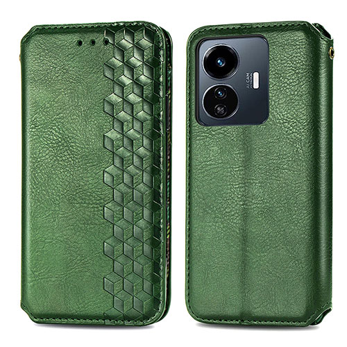 Leather Case Stands Flip Cover Holder S01D for Vivo Y77 5G Green