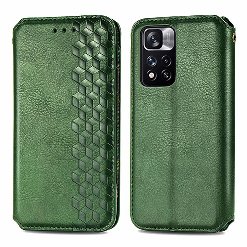 Leather Case Stands Flip Cover Holder S01D for Xiaomi Mi 11i 5G (2022) Green