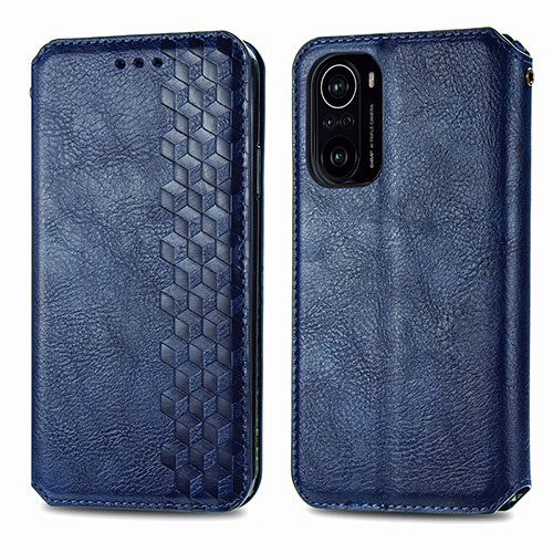 Leather Case Stands Flip Cover Holder S01D for Xiaomi Mi 11i 5G Blue