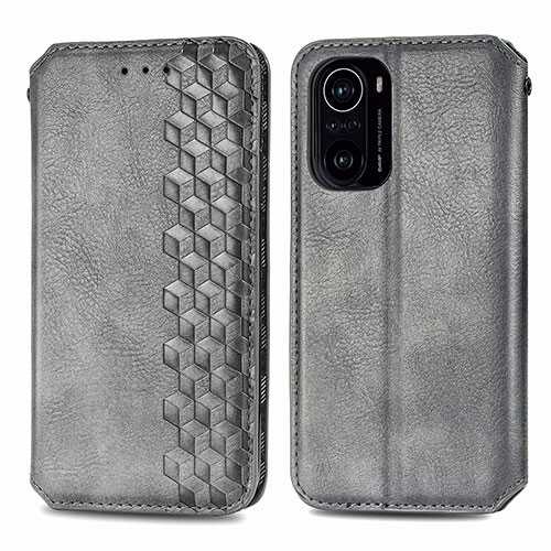 Leather Case Stands Flip Cover Holder S01D for Xiaomi Mi 11i 5G Gray