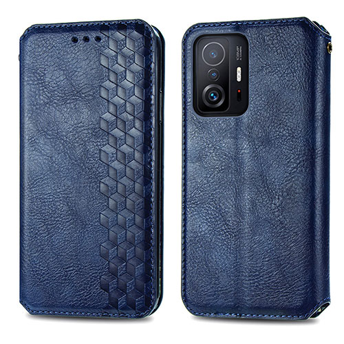 Leather Case Stands Flip Cover Holder S01D for Xiaomi Mi 11T 5G Blue