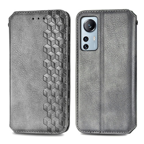 Leather Case Stands Flip Cover Holder S01D for Xiaomi Mi 12 5G Gray