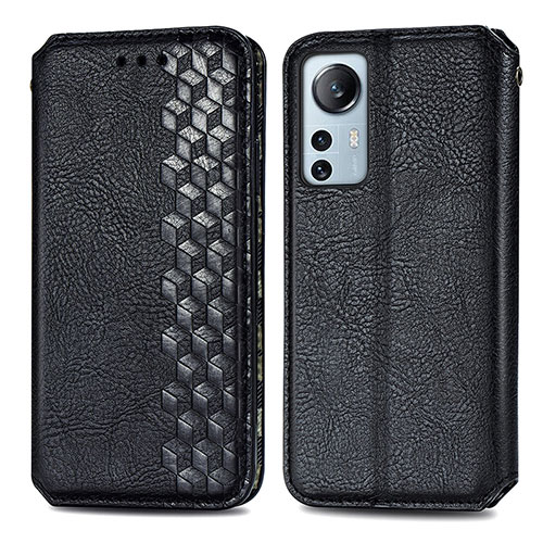 Leather Case Stands Flip Cover Holder S01D for Xiaomi Mi 12 Lite 5G Black