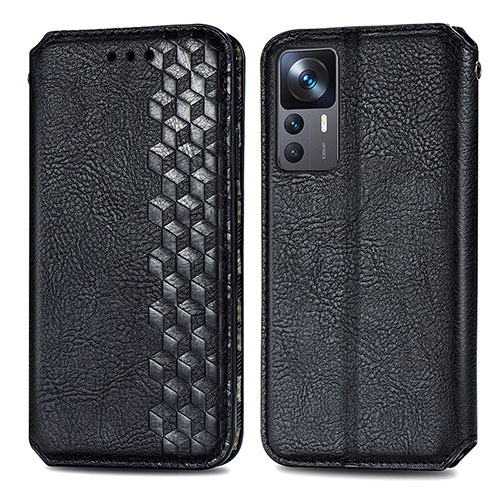 Leather Case Stands Flip Cover Holder S01D for Xiaomi Mi 12T 5G Black