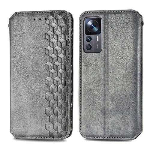 Leather Case Stands Flip Cover Holder S01D for Xiaomi Mi 12T 5G Gray