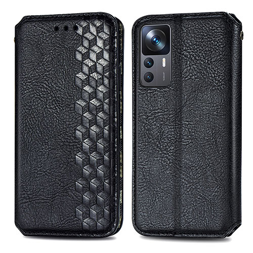 Leather Case Stands Flip Cover Holder S01D for Xiaomi Mi 12T Pro 5G Black