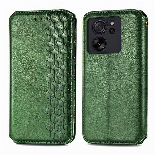 Leather Case Stands Flip Cover Holder S01D for Xiaomi Mi 13T Pro 5G Green