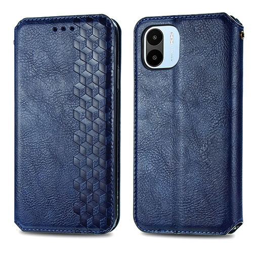 Leather Case Stands Flip Cover Holder S01D for Xiaomi Poco C51 Blue