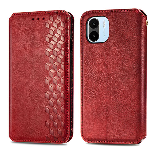 Leather Case Stands Flip Cover Holder S01D for Xiaomi Poco C51 Red