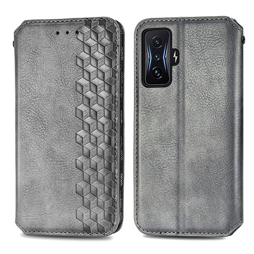 Leather Case Stands Flip Cover Holder S01D for Xiaomi Poco F4 GT 5G Gray