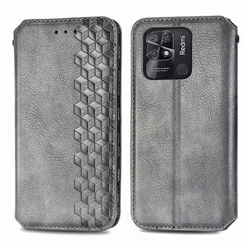 Leather Case Stands Flip Cover Holder S01D for Xiaomi Redmi 10 Power Gray