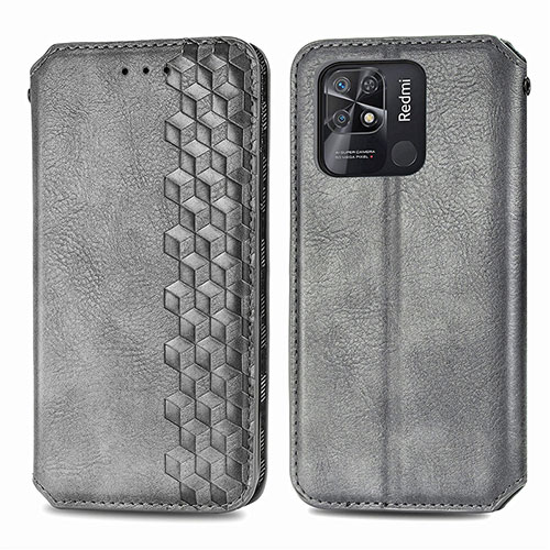 Leather Case Stands Flip Cover Holder S01D for Xiaomi Redmi 10C 4G Gray