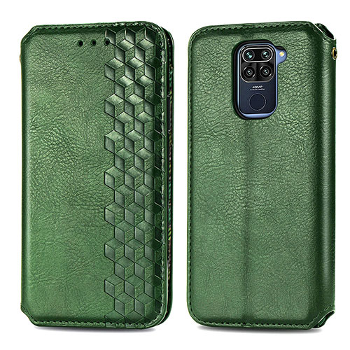 Leather Case Stands Flip Cover Holder S01D for Xiaomi Redmi 10X 4G Green