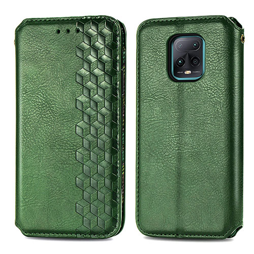 Leather Case Stands Flip Cover Holder S01D for Xiaomi Redmi 10X 5G Green