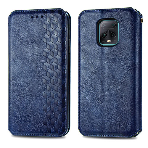 Leather Case Stands Flip Cover Holder S01D for Xiaomi Redmi 10X Pro 5G Blue