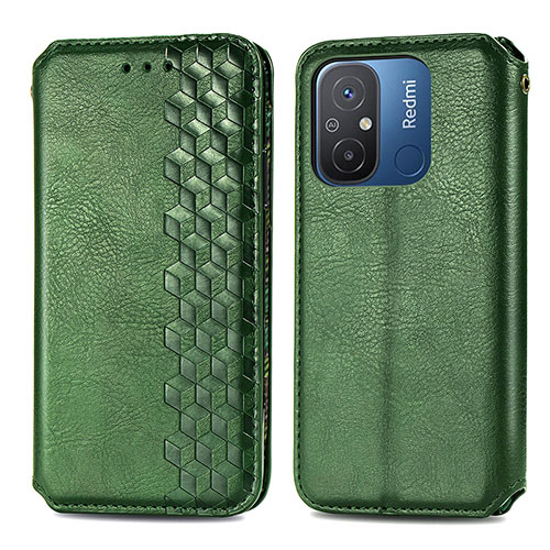 Leather Case Stands Flip Cover Holder S01D for Xiaomi Redmi 11A 4G Green