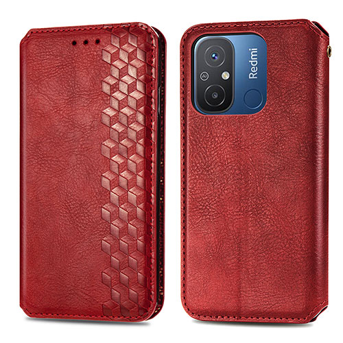 Leather Case Stands Flip Cover Holder S01D for Xiaomi Redmi 11A 4G Red