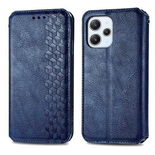 Leather Case Stands Flip Cover Holder S01D for Xiaomi Redmi 12 4G Blue