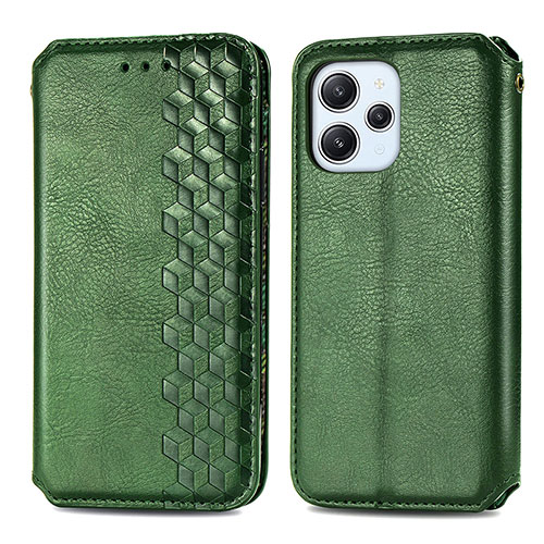 Leather Case Stands Flip Cover Holder S01D for Xiaomi Redmi 12 4G Green