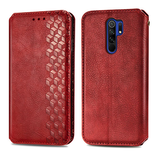 Leather Case Stands Flip Cover Holder S01D for Xiaomi Redmi 9 Red