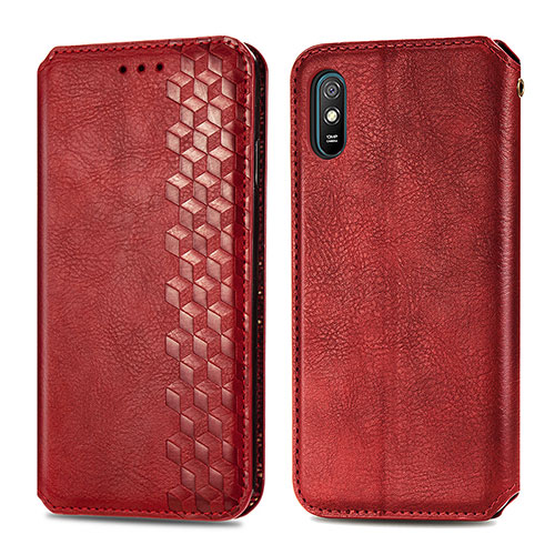 Leather Case Stands Flip Cover Holder S01D for Xiaomi Redmi 9A Red