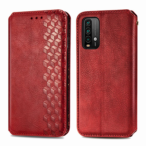 Leather Case Stands Flip Cover Holder S01D for Xiaomi Redmi 9T 4G Red