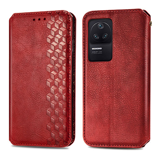 Leather Case Stands Flip Cover Holder S01D for Xiaomi Redmi K40S 5G Red