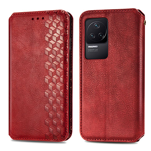 Leather Case Stands Flip Cover Holder S01D for Xiaomi Redmi K50 5G Red