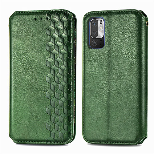 Leather Case Stands Flip Cover Holder S01D for Xiaomi Redmi Note 10 JE 5G Green