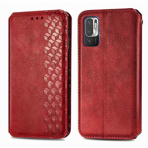 Leather Case Stands Flip Cover Holder S01D for Xiaomi Redmi Note 10 JE 5G Red