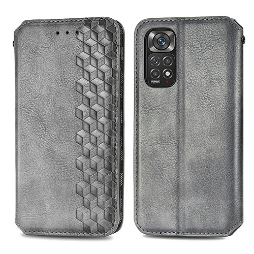 Leather Case Stands Flip Cover Holder S01D for Xiaomi Redmi Note 11 Pro 4G Gray